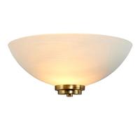 National Lighting Kaden Decorative Antique Brass Trim E27 LED Compatible Wall Light Uplighter with White Lined Painted Glass Shade