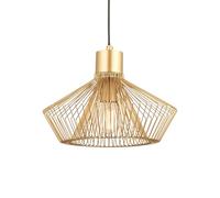 National Lighting Kimberley Pendant Light 310mm - Gold Metal Cage Ceiling Fitting, E27 Socket,1.2m Adjustable Flex Modern Hanging Light Fixture - Dimmable Indoor Lighting for Kitchen, Lounge & Bedroom