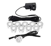 National Lighting KIOS II Pack of 10 White 30mm LED Round Garden Decking/Kitchen Plinth Lights Kit - IP44 Rated