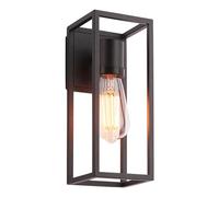 National Lighting Krov Boxed Outdoor Wall Light - E27 Dimmable IP44 Waterproof Outside Light, 10W LED Required - Exterior Sconce for Porch, Garage & Patio with Textured Matt Black Aluminium Finish