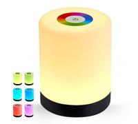 National Lighting LED Night Light - 1W RGB & Warm White Night Lamp, USB Rechargeable, ABS Plastic - IP44 Rated Indoor & Outdoor, Elegant Kids Bedside Lamp with Adjustable Brightness - Black Base