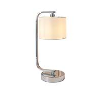 National Lighting LED Touch Dimmer Table Lamp - Dimmable Desk Lamp with Touch Control - Bedside Reading Lamp with White Fabric Shade - Touch Sensitive Decorative Lamp for Bedroom, Office - Chrome