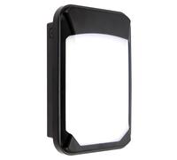 National Lighting Lucca MINI Black Compact Outdoor Weatherproof Security LED Robust IK08 Wall Bulkhead Light Fitting IP65 Rated Microwave Sensor Detector