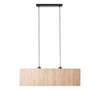 National Lighting Lucius Linear Pendant Light Natural Seagrass Shade 780mm - Matt Black Ceiling Light Fixture, E27 LED Dimmable Lighting for Dining Room, Kitchen Island & Living Room