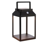 National Lighting Lumina Solar Table Light Black - 250mm x 150mm Outdoor Table Lamp with 3-Stage Touch Dimming, Motion Sensor - IP44 Rated Rechargeable Lantern for Patio, Garden, Camping and Desk Use