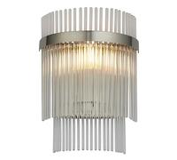 National Lighting Makayla Wall Light 276mm - Bright Nickel Plate with Clear Glass Rods, E14 6W LED Lamp Compatible - IP20 Rated Indoor Wall Light for Living Room, Bedroom & Hallway - No Bulb Included