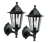 National Lighting Mayflower Traditional Style Black Outdoor Garden Security Porch Weatherproof Wall Light Lantern IP44 Rated Reversible - 2 Pack
