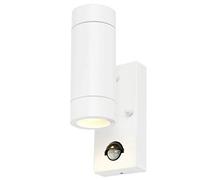 National Lighting Modern Gloss White External Up/Down Outdoor Security PIR Motion Detector Wall Light IP44 Rated