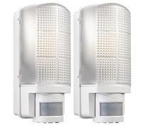 National Lighting Modern Outdoor Heavy Duty White Plastic IP44 Rated Movement Sensor Bulkhead Security LED Wall Light - Equipped with PIR Motion Detector -2-Pack