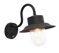 National Lighting Morley Modern Black Textured Finish Outdoor Garden Security PIR Motion Sensor Fisherman's Lantern Wall Light IP44 Rated