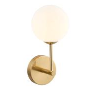 National Lighting Otto Wall Light 267mm - Satin Brass Plate & Opal Glass G9 Indoor Wall Light - Dimmable, Mid Century Modern Brass Lighting for Living Room, Bedroom & Hallway