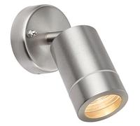 National Lighting Palin Brushed Stainless Steel External Outdoor Security GU10 Adjustable Tilt Wall Spot Light IP44 Rated