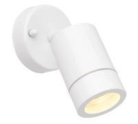 National Lighting Palin Gloss White Steel External Outdoor Security GU10 Adjustable Tilt Wall Spot Light IP44 Rated