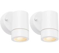 National Lighting Palin Gloss White Steel External Outdoor Security GU10 Wall Spot Down Light IP44 Rated (Pack of 2)