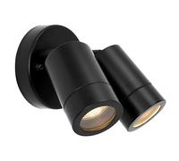 National Lighting Palin IP44 Rated Outdoor Twin Spotlights, Matt Black Steel Adjustable Tilt Outside Lights, Mains Powered Security Spot Lights, 2X 7W 240V LED GU10 (Not Included)