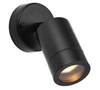 National Lighting Palin Matt Black Steel External Outdoor Security GU10 Adjustable Tilt Wall Spot Light IP44 Rated
