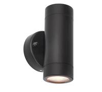 National Lighting Palin Matt Black Steel External Up/Down Outdoor Security GU10 Wall Light IP44 Rated