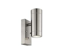 National Lighting Palin Outdoor Up & Down Wall Light with Sensor - Dusk to Dawn Security Lights - Brushed Stainless Steel Photocell Lights - LUX Sensor Outside Lights - IP44 Weatherproof Wall Lights