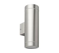 National Lighting Palin XL | Wall Light | IP44 | Brushed Steel | Steel | Dimmable with Built-in PIR - Outside Lights Mains Powered - GU10 LED Compatible Outdoor Wall Lights - Up Down Outside Lights