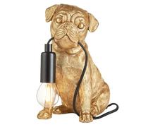 National Lighting Pug Puppy Table Light - Gold Finish, Cute Room Decor, Night Light Bed Side Lamps for Bedroom, Living Room Decor - E14 LED Compatible 220-240V Indoor IP20
