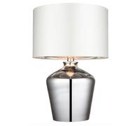 National Lighting Randy Modern High Shine Chrome Effect Glass Reading Desk Table Lamp with Ivory Fabric Shade
