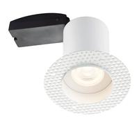 National Lighting RAVEL Fire Rated Round Trimless Plaster in GU10 LED Anti Glare Low Profile Die Cast Ceiling Downlight Spotlight (Pack of 6)