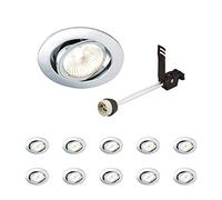 National Lighting Recessed Lighting - Mains Powered LED Spot Lights Downlights for Ceiling - IP20 Rated GU10 Fitting for Halogen or LED - Chrome Finish, Adjustable Tilt Version - Pack of 10