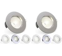 National Lighting Recessed Lighting - Mains Powered LED Spot Lights Downlights for Ceiling - IP20 Rated GU10 Fitting for Halogen or LED - Satin Nickel Finish, Fixed Version (Pack of 2)