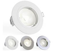 National Lighting Recessed Lighting - Mains Powered LED Spot Lights Downlights for Ceiling - IP20 Rated GU10 Fitting for Halogen or LED - Matt White Finish, Fixed Version