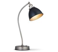 National Lighting Rue Table Light 460mm - IP20 Matt Black Finish with Aged Pewter Effect - Adjustable Desk Lamp for Home Office or Bedroom - Non-Dimmable 7W LED E27 Fitting with On/Off Switch