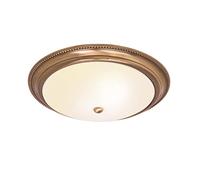 National Lighting Scotch Traditional Antique Brass Flush Ceiling Light Metal with Frosted Glass Shade
