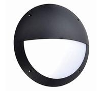 SERAN 11W Eyelid Black Fully Integrated Outdoor Garden Security Round Robust Bulkhead LED Wall Light - IP65 Rated