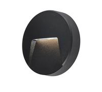National Lighting Severus Black - Gloss Finish Direct Warm White LED Outdoor Round Guide Pathway Driveway Wall Light IP65 Rated