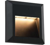 National Lighting Severus Matt Black Finish Indirect Warm White LED Outdoor Square Guide Light 1.5W Pathway Driveway Wall Light IP65 Rated