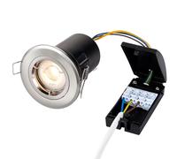 National Lighting Shield Plus Modern Satin Nickel Fire Rated GU10 Dimmable Fixed Recessed Ceiling Downlight/Spotlight Ideal for Bedrooms Lounge Kitchen etc.