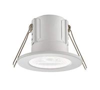 National Lighting SHIELDECO Matt White Finish Steel Fire Rated Cool White LED Anti Glare Low Profile Ceiling Downlight Spotlight IP65 Rated for Bathroom, Shower, Kitchen, Lounge