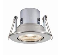 National Lighting SHIELDECO Satin Chrome Finish Adjustable Fir Cool White LED Anti Glare Low Profile Ceiling Downlight Spotlight IP20 Rated for Living Rooms, Bedrooms, Hallways