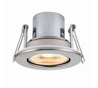 National Lighting SHIELDECO Satin Chrome Finish Adjustable Fir Warm White LED Anti Glare Low Profile Ceiling Downlight Spotlight IP20 Rated for Living Rooms, Bedrooms, Hallways