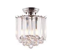 National Lighting SID Decorative Silver Chrome Flush Ceiling Pendant Light Chandelier with Clear Droplets