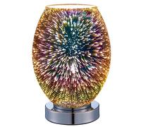 National Lighting Star Holographic Glass Table Lamp Chrome - Steel Base 25W, Touch Control Bedside Lamp, E14 Required Non Dimmable Night Light - LED Table Light IP20 Rated