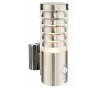 National Lighting Tango IP44 Rated Outdoor PIR Motion Sensor Presence Detector Brushed Stainless Steel E27 Security Porch Wall Light