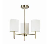 National Lighting Tatum Decorative Contemporary Antique Brass E14 LED Compatible Ceiling Light with Cream Fabric Drum Shades