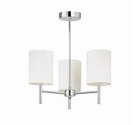 National Lighting Tatum Decorative Contemporary Silver Chrome E14 LED Compatible Ceiling Light with Off White Fabric Drum Shades