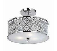 National Lighting Tim Decorative Silver Chrome with Crystal Bead Detailing Flush Mount Ceiling Light Fixture Pendant Lamp for Dining Room Bedroom Living Room