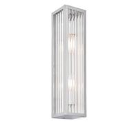 National Lighting Tower Wall Light - Chrome Plate, Clear Ribbed Glass Wall Lights, 315mm Height x 75mm Width - IP44 Dimmable Bathroom LED Lamp G9 Base 2 x 3W Max Steel Glass Build, Vertical Mount
