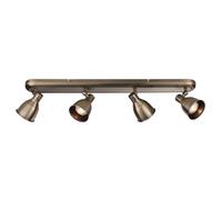 National Lighting Weston 4 Light GU10 Spotlight Bar 650mm - Antique Brass Finish Adjustable Ceiling Light for Living Room, Kitchen, or Hallway - Four Rotating Heads Compatible with LED Bulbs
