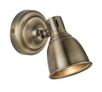 National Lighting Weston Single Plate GU10 Spotlight Antique Brass - Adjustable Spot Lights for Indoor Use, LED Lamp Compatible 4.6W Warm White - Vintage Style Directional Lighting Fixture