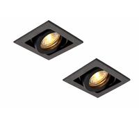National Lighting Xeno Matt Black Indoor Ceiling Lights - Mains Powered Single Boxed Downlights - Recessed GU10 Spotlights - Adjustable Tilt GU10 LED Compatible Lamps - 2 Pack