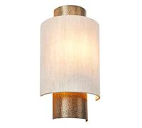 National Lighting Zander Stylish Vintage Indoor Aged Bronze Effect Half Round Wall Light E14 LED Compatible Light Shade in Natural Fabric