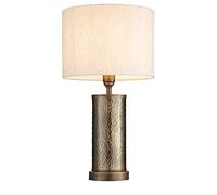 National Lighting Zander Stylish Vintage Indoor Aged Bronze Effect Table Lamp with a Natural Fabric Shade for Dining Room Living Room Bedroom